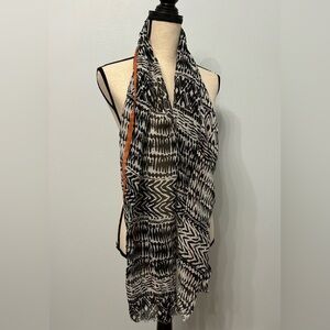 Sevya Black White Cotton Silk Handmade Scarf